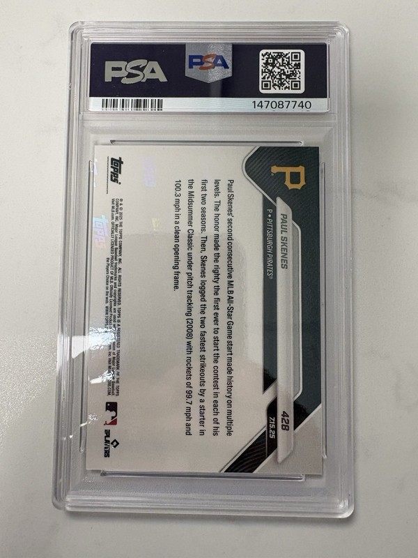 2025 Topps Now All- Star Game Paul Skenes #428 Gem MT PSA 10 Pittsburgh Pirates view 2