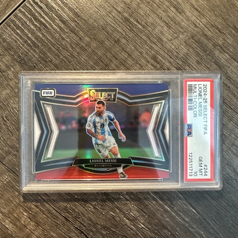 Lionel Messi 2024-25 Panini Select FIFA #244 Multi-Color Prizm PSA 10 Argentina