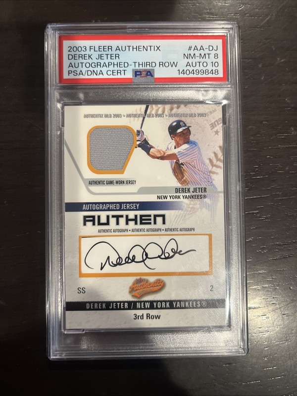 2003 Fleet Authentix Derek Jeter Autograph Third Row PSA 8 Auto 10 #/300