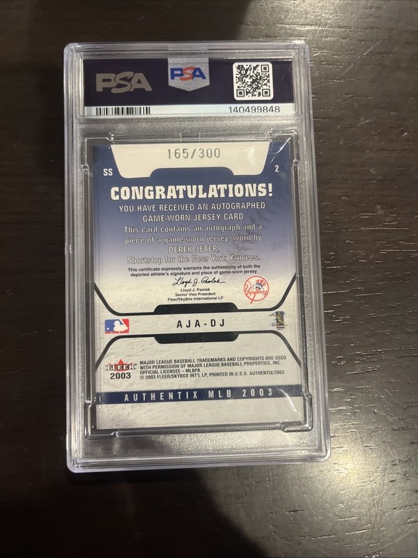 2003 Fleet Authentix Derek Jeter Autograph Third Row PSA 8 Auto 10 #/300 view 2