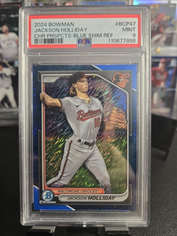 2024 Bowman Chrome - Jackson Holliday #BCP-47 Blue Shimmer Refractor /150 PSA 9