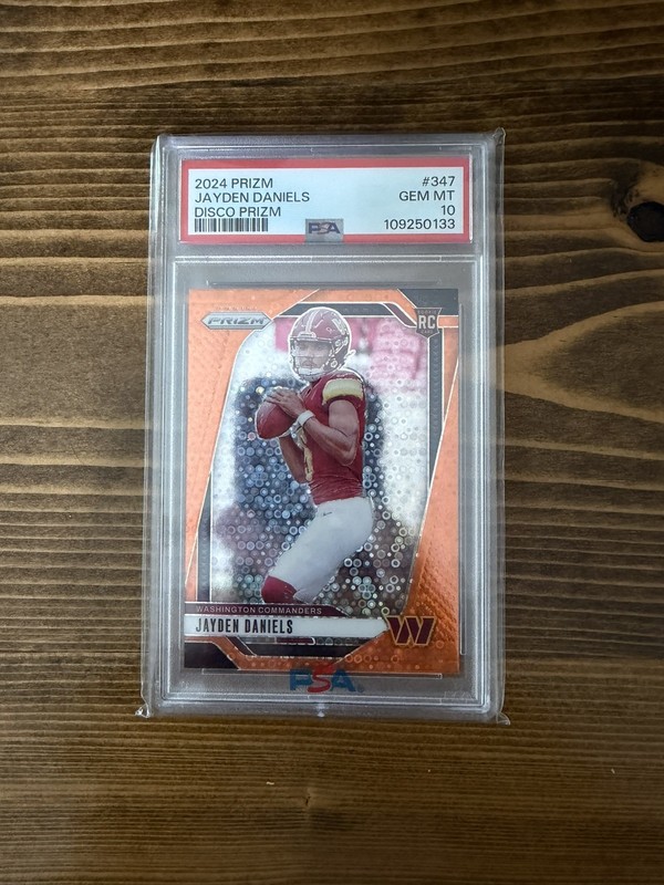 2024 Prizm Jayden Daniels Orange Disco #347 RC PSA 10