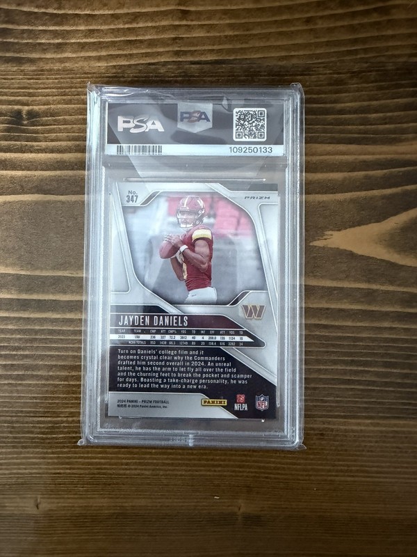 2024 Prizm Jayden Daniels Orange Disco #347 RC PSA 10 view 2