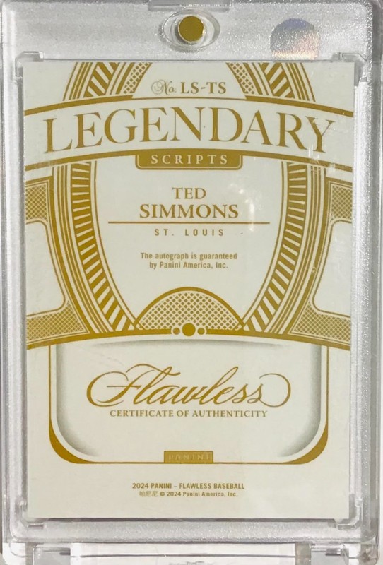 2024 Flawless Ted Simmons Legendary Auto /20 Scripts #LS-TS St Louis Cardinals view 2