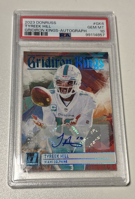 2023 Donruss Tyreek Hill Gridiron Kings Auto #16/25 Dolphins PSA 10