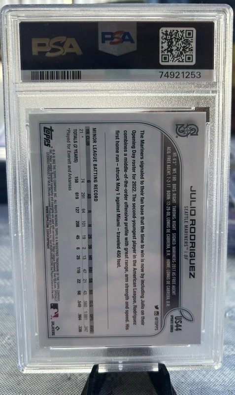 2022 Topps Update Series Julio Rodriguez Rookie PSA 10 view 2