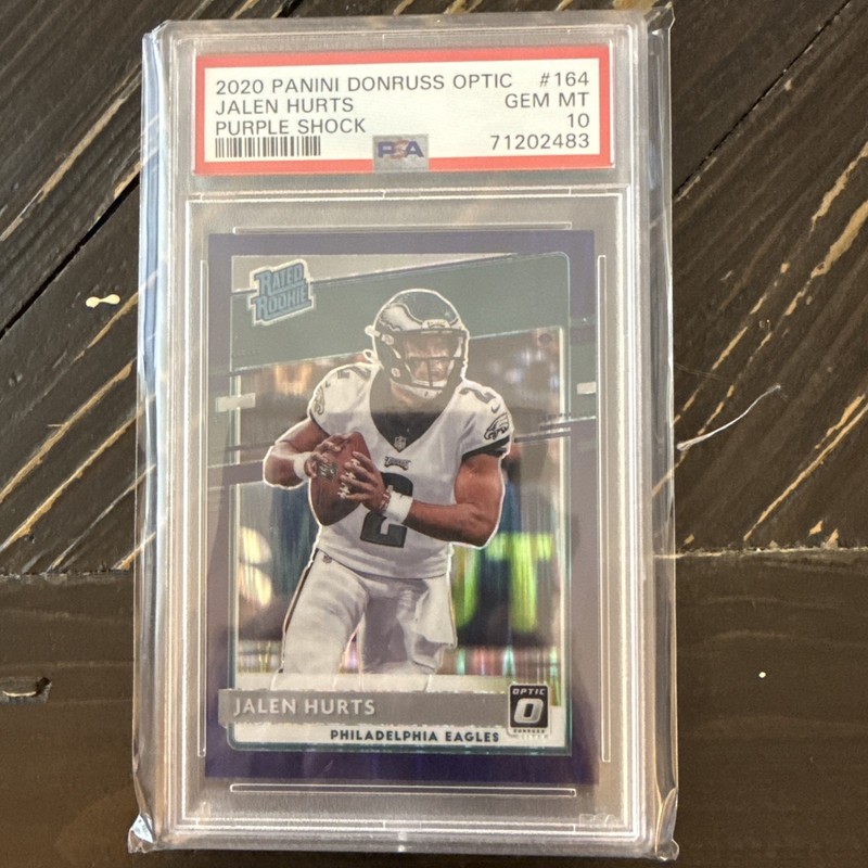 2020 Panini Donruss Optic - Rated Rookies Jalen Hurts #164 Purple Shock Prizm view 1