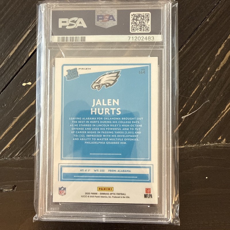 2020 Panini Donruss Optic - Rated Rookies Jalen Hurts #164 Purple Shock Prizm  view 2