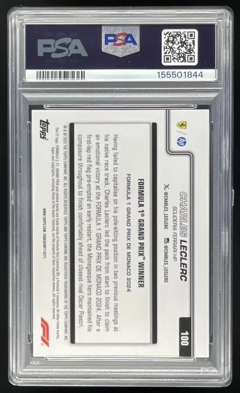 2025 Topps Chrome Sapphire F1 Orange #100 Charles Leclerc Grand Prix /25 PSA 10 view 2