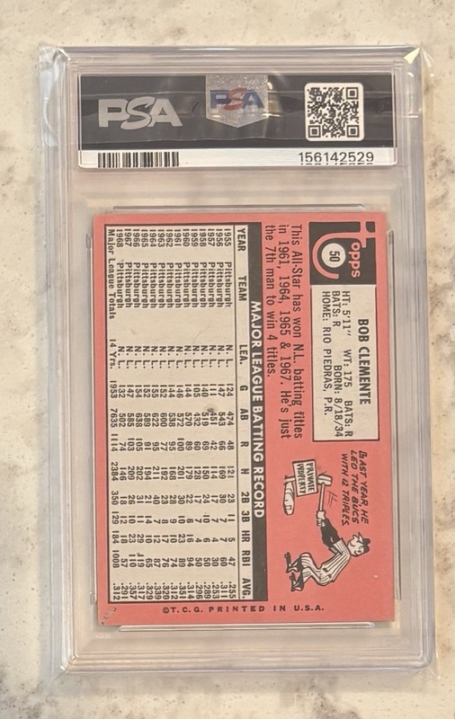1969 TOPPS #50 BOB CLEMENTE PSA 4 VG-EX – Pirates HOF VIBRANT COLOR view 2