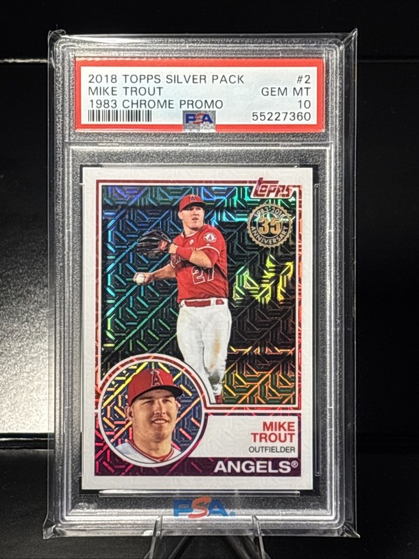 2018 Topps - Silver Pack 1983 Topps Design Chrome Series 1 Mike Trout #2 PSA 10