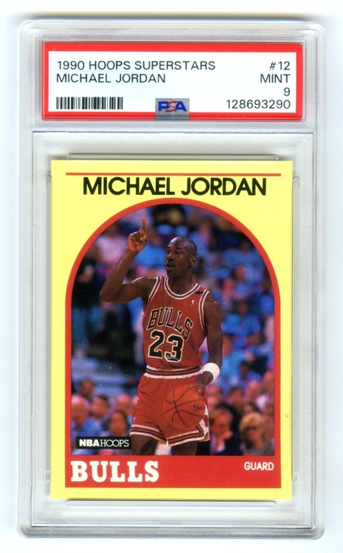 MICHAEL JORDAN~1990 NBA HOOPS SUPERSTARS PSA-9 MINT HOT GRADED CARD #12~NEW CASE