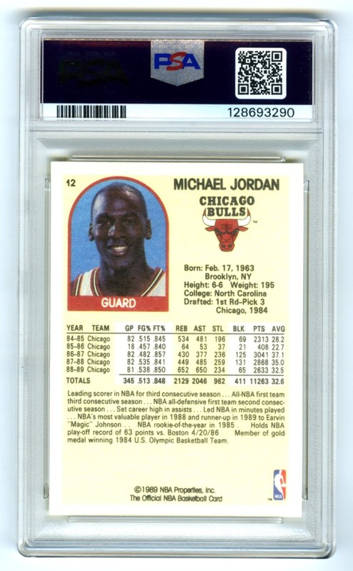 MICHAEL JORDAN~1990 NBA HOOPS SUPERSTARS PSA-9 MINT HOT GRADED CARD #12~NEW CASE view 2