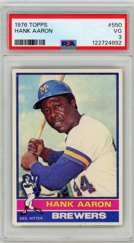 1976 TOPPS #550 HANK AARON PSA 3 HOF