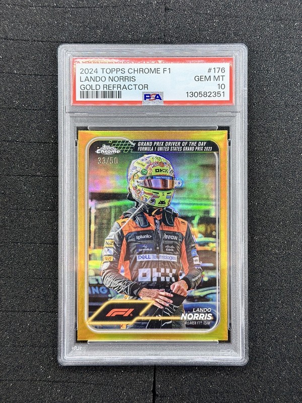 2024-25 Topps Chrome F1 - Lando Norris Gold Refractor /50 PSA 10 #176 view 1