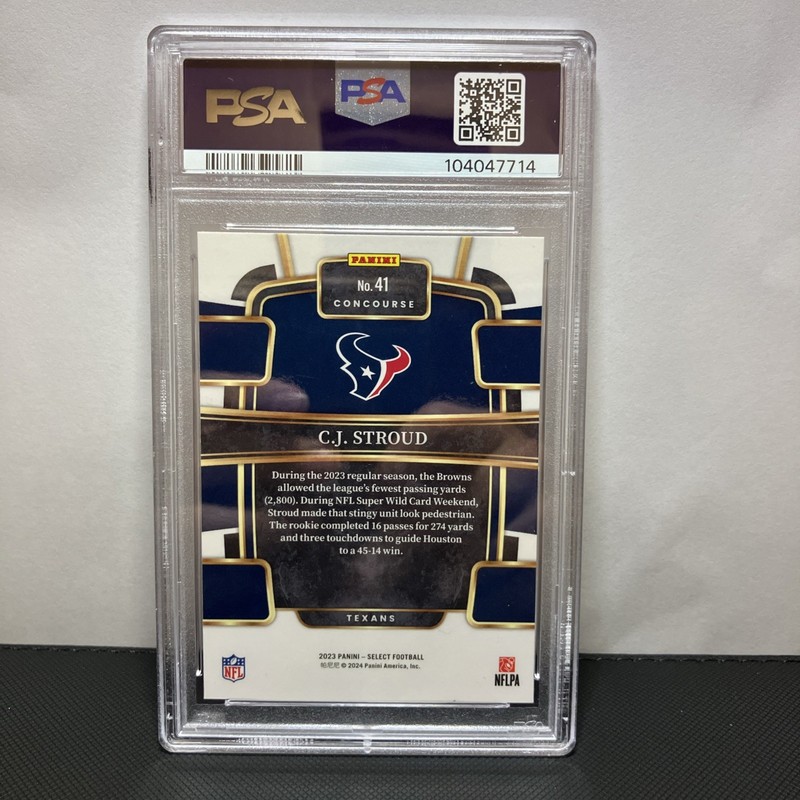 2023 Panini Select CJ Stroud #41 Rookie RC Concourse Texans PSA 10 GEM MINT view 2