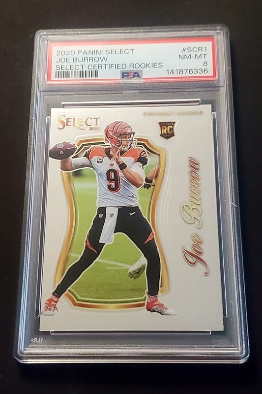2020 PANINI SELECT JOE BURROW #SCR1 SILVER CERTIFIED ROOKIE BENGALS PSA 8 NM-MT!