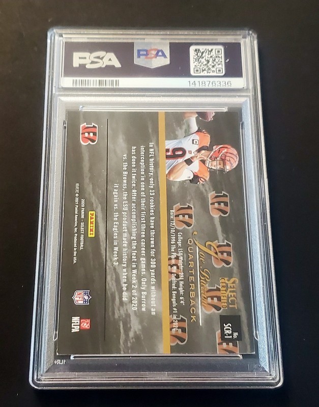 2020 PANINI SELECT JOE BURROW #SCR1 SILVER CERTIFIED ROOKIE BENGALS PSA 8 NM-MT! view 2