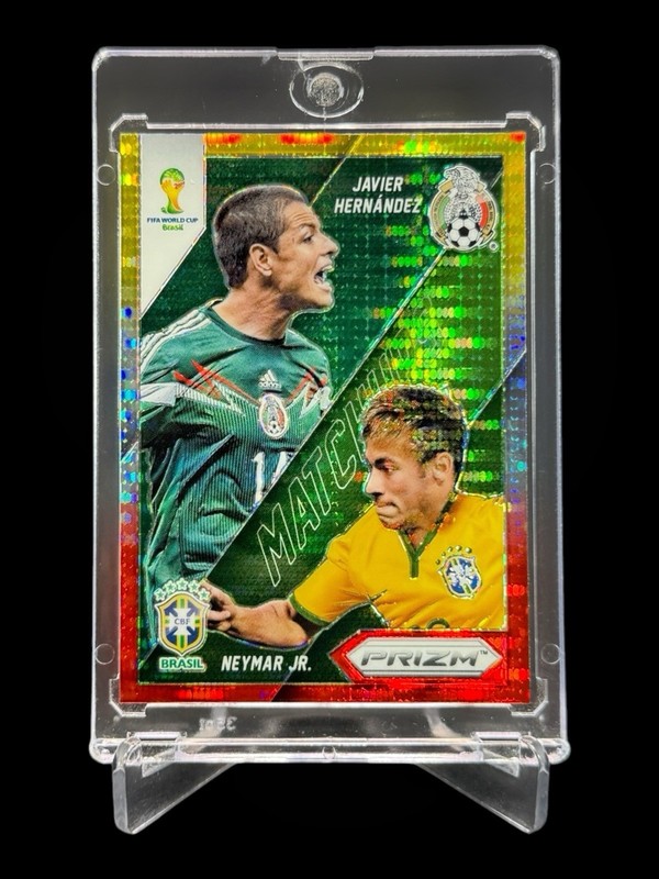 2014 Panini Prizm NEYMAR JR / HERNANDEZ WORLD CUP YELLOW RED PULSAR REFRACTOR SP