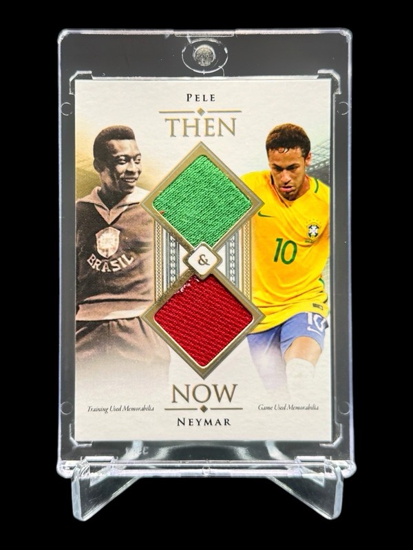 2018 Futera Unique PELE & NEYMAR JR THEN & NOW /39 GAME USED DUAL PATCH🔥RARE🔥