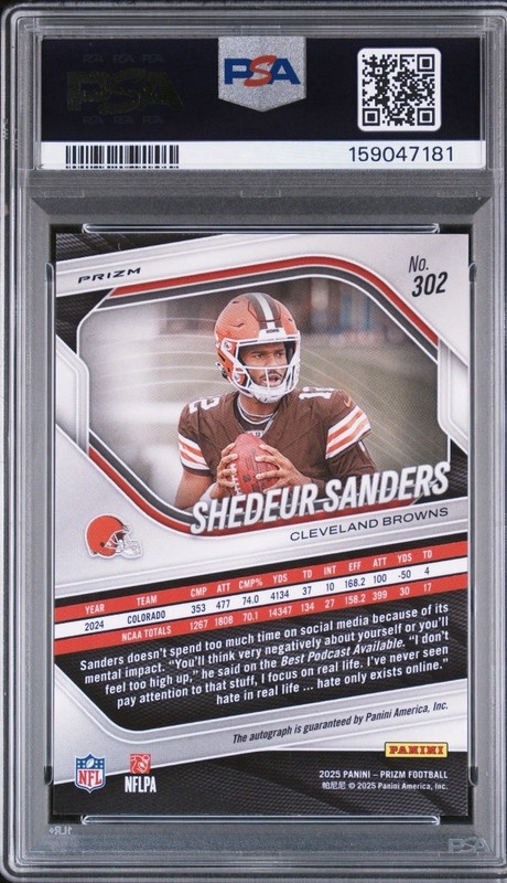 2025 Panini Prizm Shedeur Sanders ROOKIE Auto Silver Prizm PSA 10!! 🏈🏈 view 2
