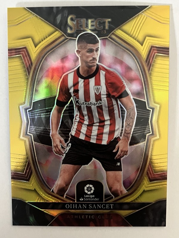 2022-23 Panini Select La Liga Oihan Sancet Gold Terrace Prizm 10/10 Bookend