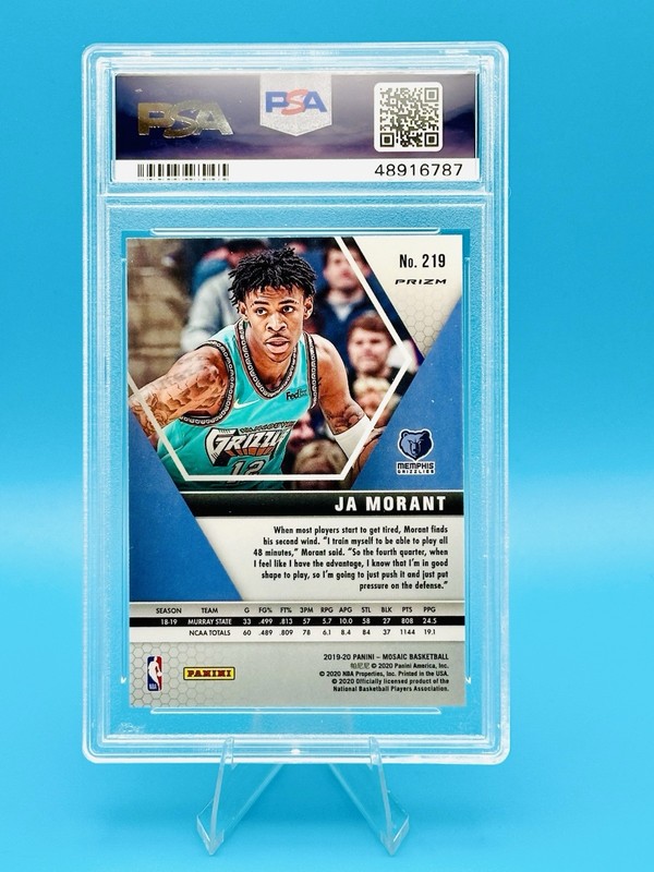2019 Panini Mosaic #219 Ja Morant Pink Camo RC PSA 10 view 2
