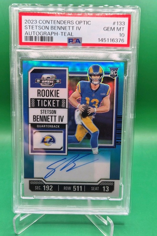 2023 Contenders Optic Stetson Bennett Rookie Ticket Auto #D/99 Teal PSA 10 💎💎