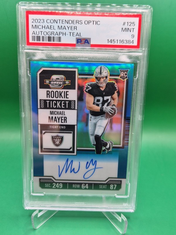 2023 Panini Contenders Optic Michael Mayer #125 RC Auto Teal #D/99 PSA MINT 9 💎
