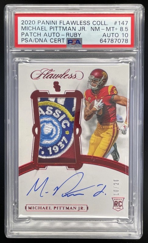 2020 Flawless Collegiate Patch Ruby #147 Michael Pittman Jr. RC Auto /20 PSA 8.5