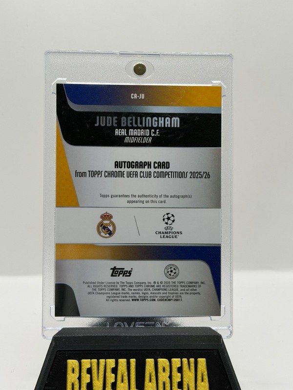2025-26 Topps Chrome UEFA UCC Jude Bellingham Gold Lava Refractor Auto 6/50 view 2