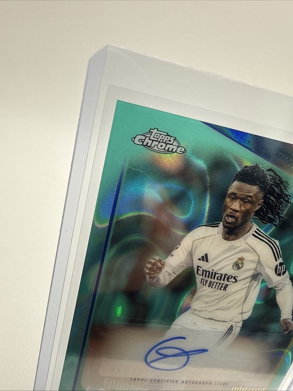 2025-26 Topps Chrome UEFA Eduardo Camavinga Auto Aqua Refractor /199 Real Madrid view 2