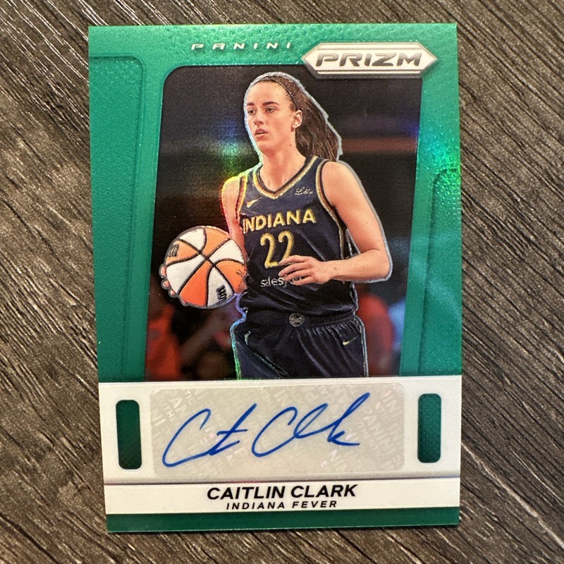 Caitlin Clark 2025 Panini Prizm WNBA #TB-CC Throwback Green Prizm Auto Fever