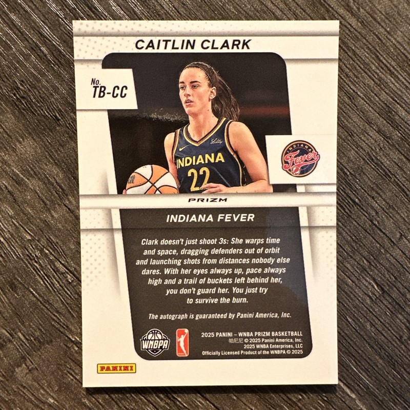 Caitlin Clark 2025 Panini Prizm WNBA #TB-CC Throwback Green Prizm Auto Fever view 2