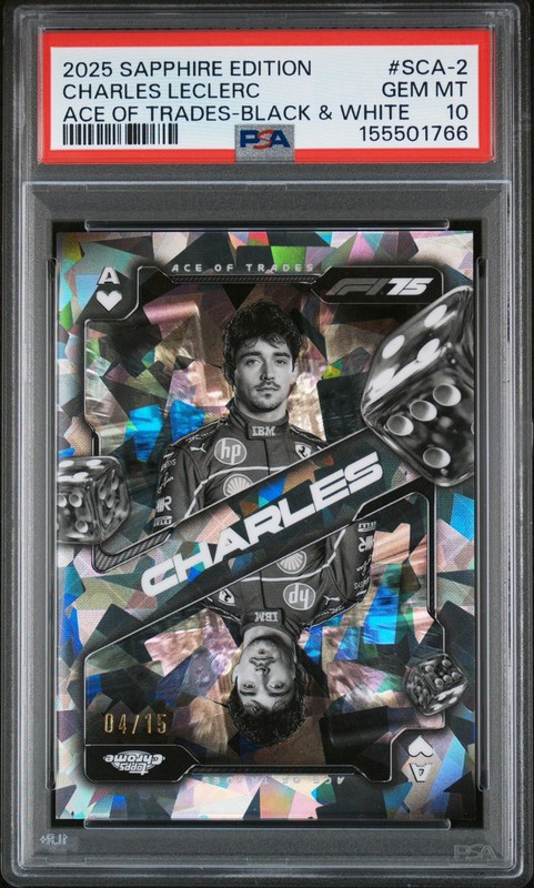 2025 Topps Chrome Sapphire F1 Charles Leclerc Ace BLACK + WHITE PSA 10 - POP 1!!