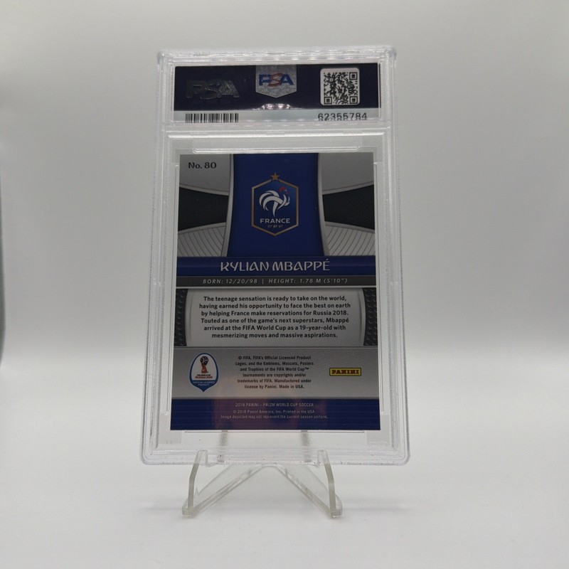 2018 Panini Prizm World Cup Kylian Mbappe ROOKIE #80 PSA 9  view 2