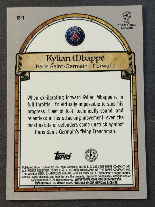 2023 Topps Merlin Chrome UEFA Kylian Mbappe #R-1 Renaissance Case Hit SSP France view 2