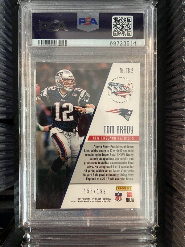 2017 Panini Phoenix Tom Brady /199 Triumphant Pink New England Patriots PSA 9 🐐 view 2