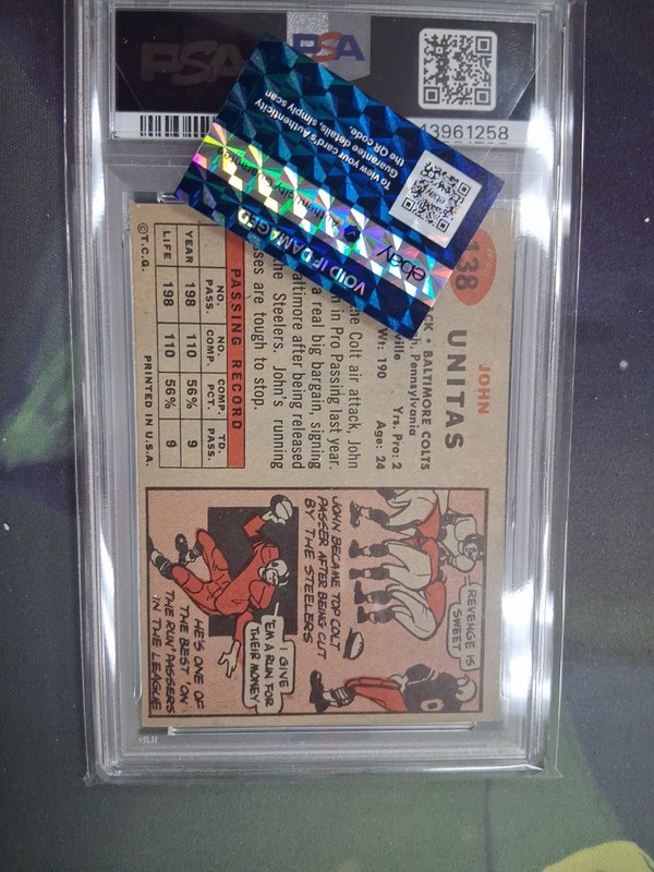 1957 Topps Johnny Unitas #138 (RC) (OC) Baltimore Colts HOF view 2