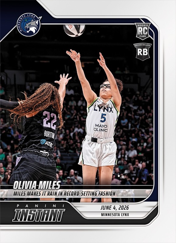 Olivia Miles 2026 Panini Instant WNBA #125 Lynx Record Breaker RC Presale