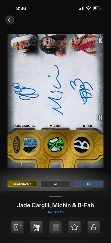 TOPPS SLAM WWE Triple Signature Jade-Bfab-Michin Legendary Tier One 58cc