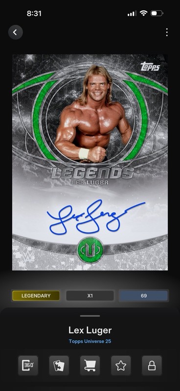 TOPPS SLAM WWE Lex Luger Universe Legendary 99cc Signature