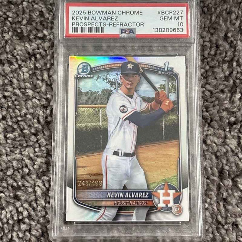 2025 Bowman Chrome 1st Prospects Kevin Alvarez Refractor /499 #BCP-227 PSA 10
