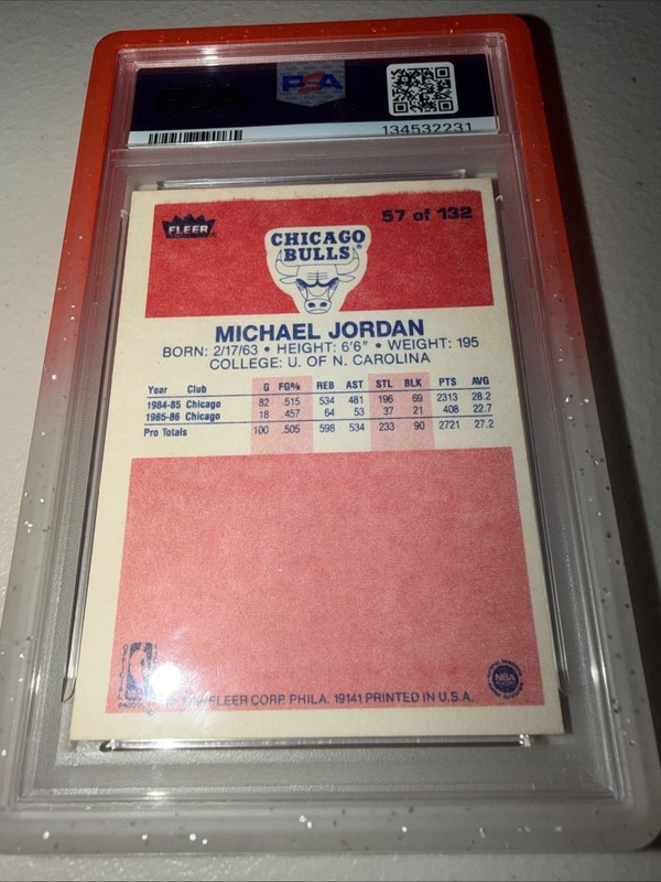 1986 Fleer Michael Jordan Rookie #57 PSA 6 P1455 view 2