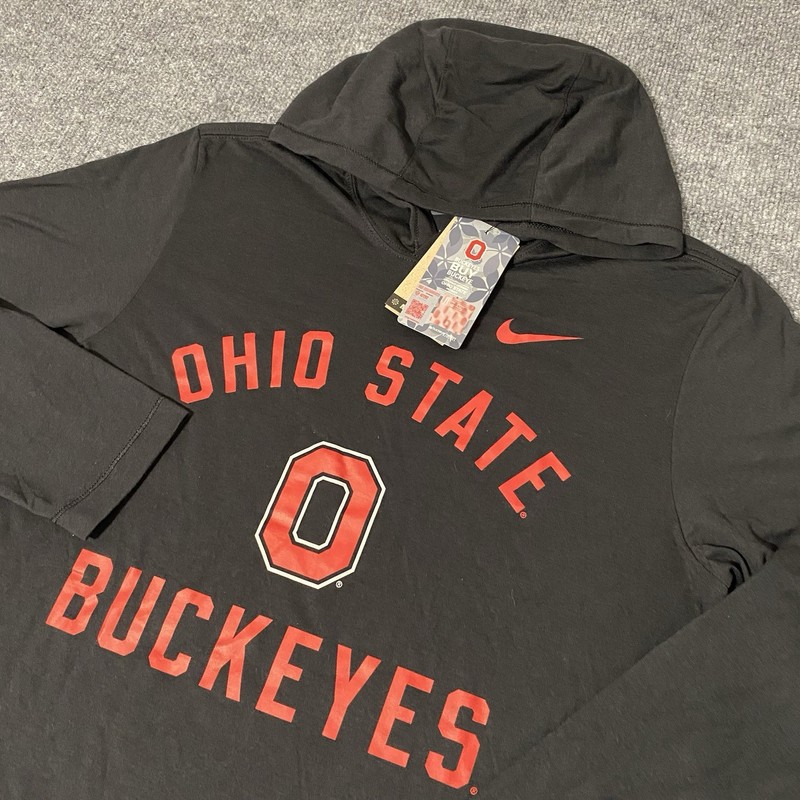 Nike Ohio State Buckeyes Primary Logo Mens M Lightweight Hoodie Black NWT