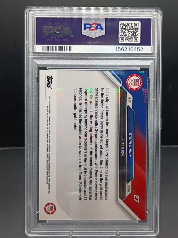 Topps 2024 Now Olympic Games Stephen Curry #27 PSA 9 Graded Mint (Night-Night) view 2