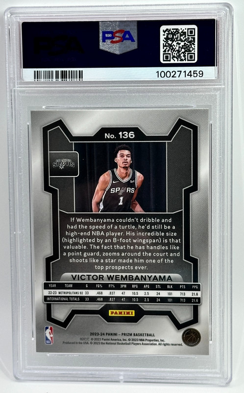 2023 Prizm Victor Wembanyama  #136 PSA 9 Mint San Antonio (RC) view 2