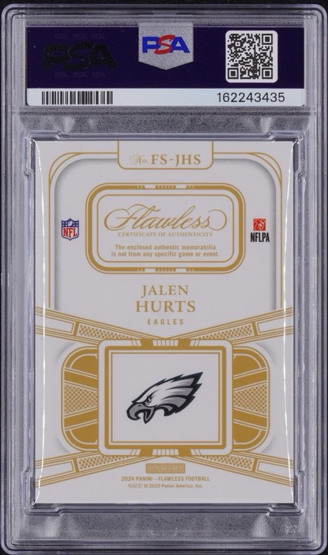Panini 2024 Flawless Jalen Hurts Eagles Flawless Shield 1/1 PSA Authentic view 2