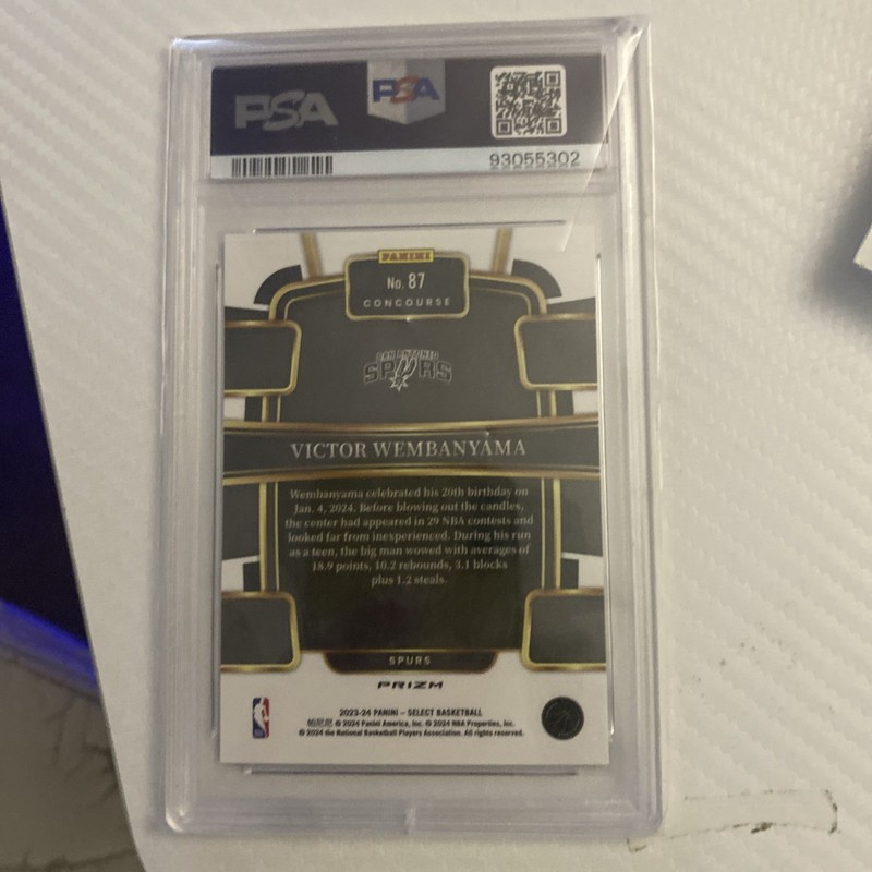 2023-24 Select Blue Retail #87 Victor Wembanyama Spurs RC Rookie PSA 10 view 2