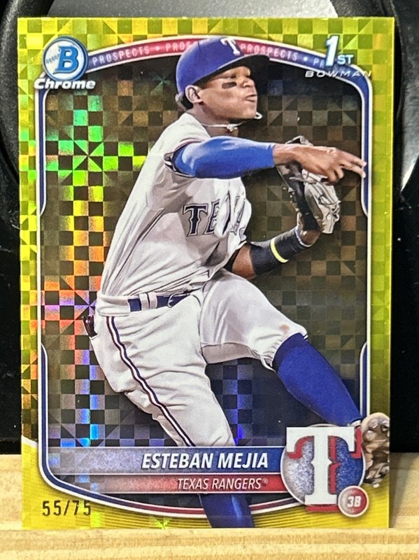 Esteban Mejia 2025 Bowman Baseball Chrome Prospects Yellow Xfractor #BCP-9 55/75